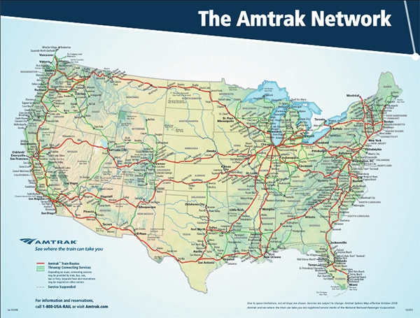 System map of Amtrak.